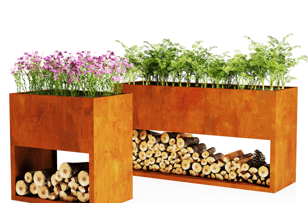 Planters with Firewood Storage